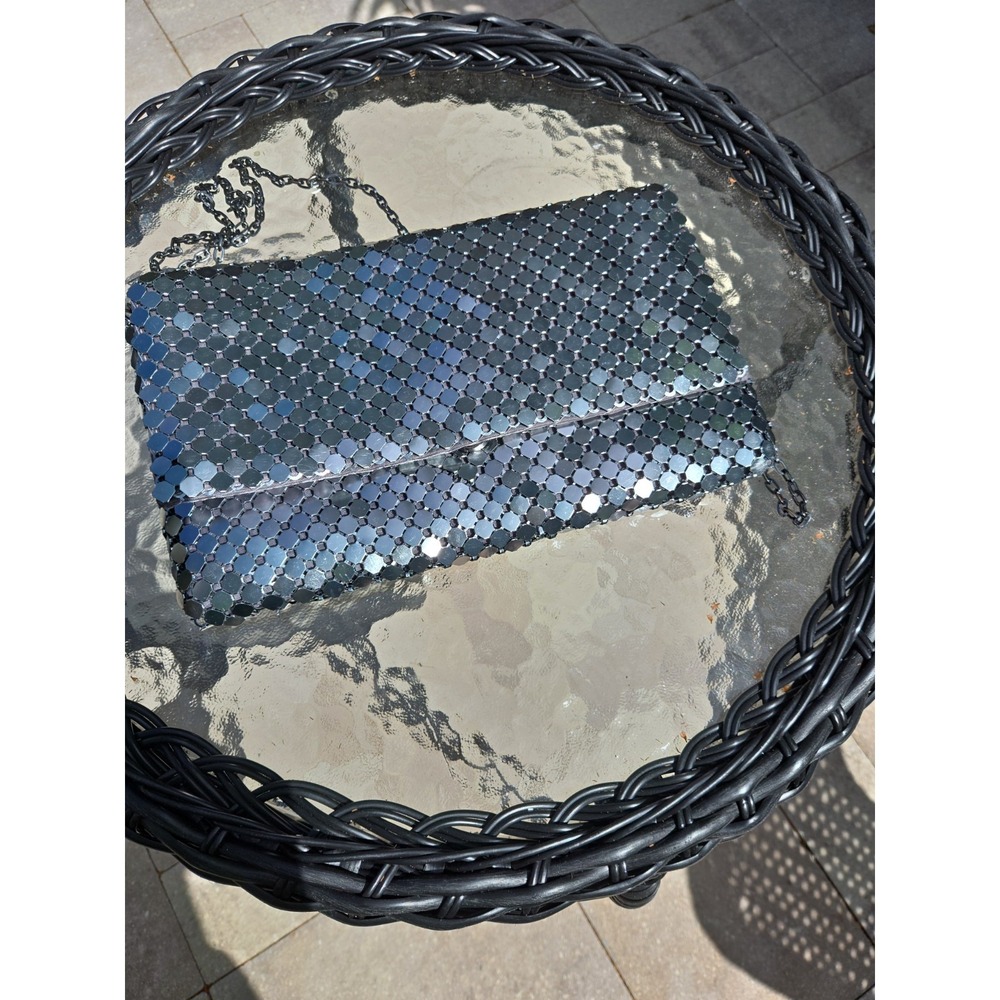 Urban Expressions Silver Mesh Evening Clutch / Crossbody Purse Vegan